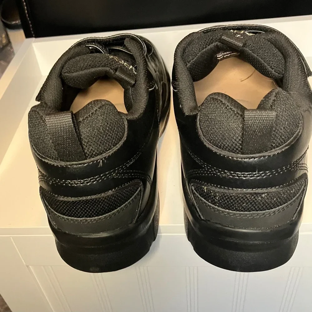 Apex G8010M Mens Walking Shoes Black Leather Double Strap X-Wide Size 12.5